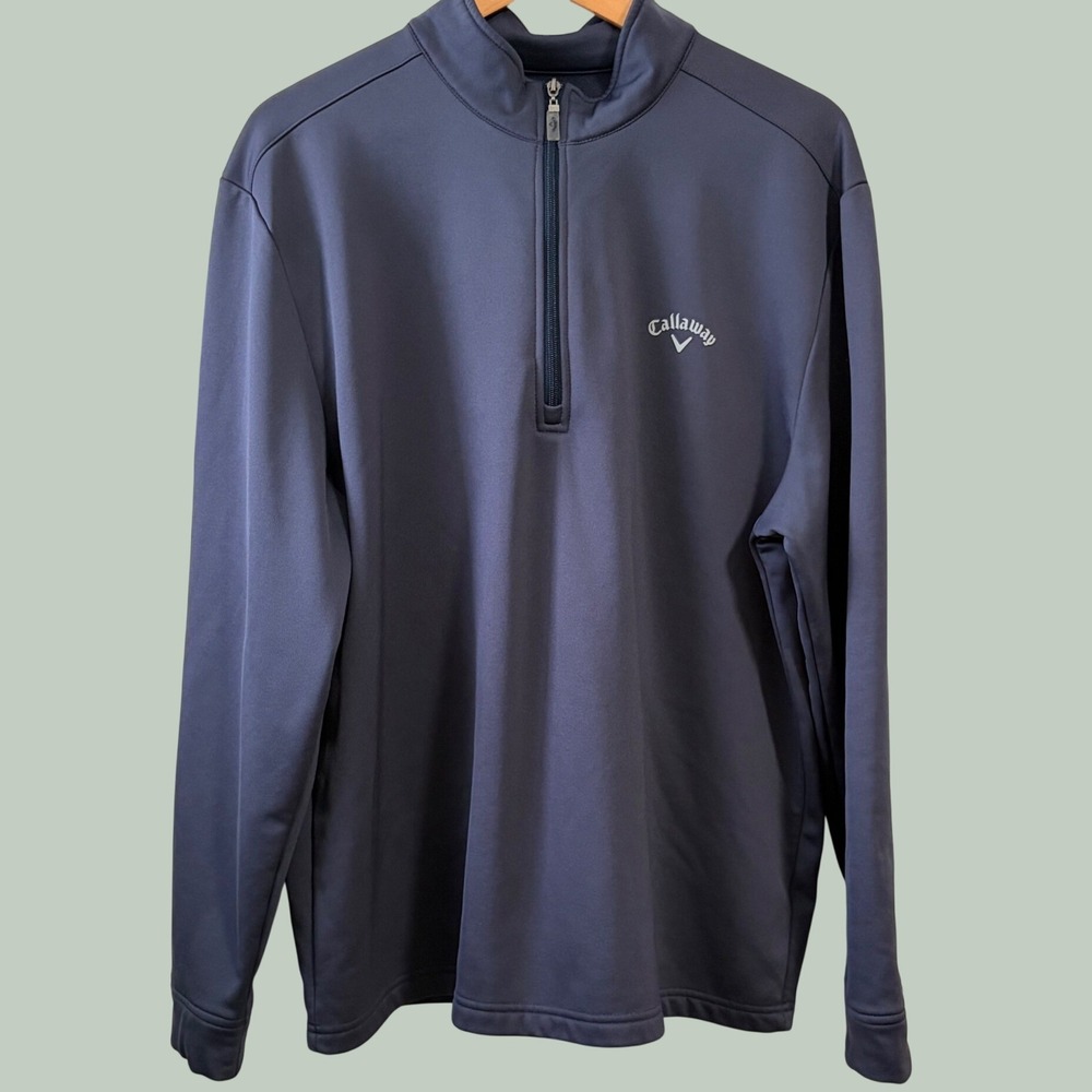Callaway Mens XL Dark Gray Quarter Zip Golf Pullover Sweatshirt Long Sleeve Logo